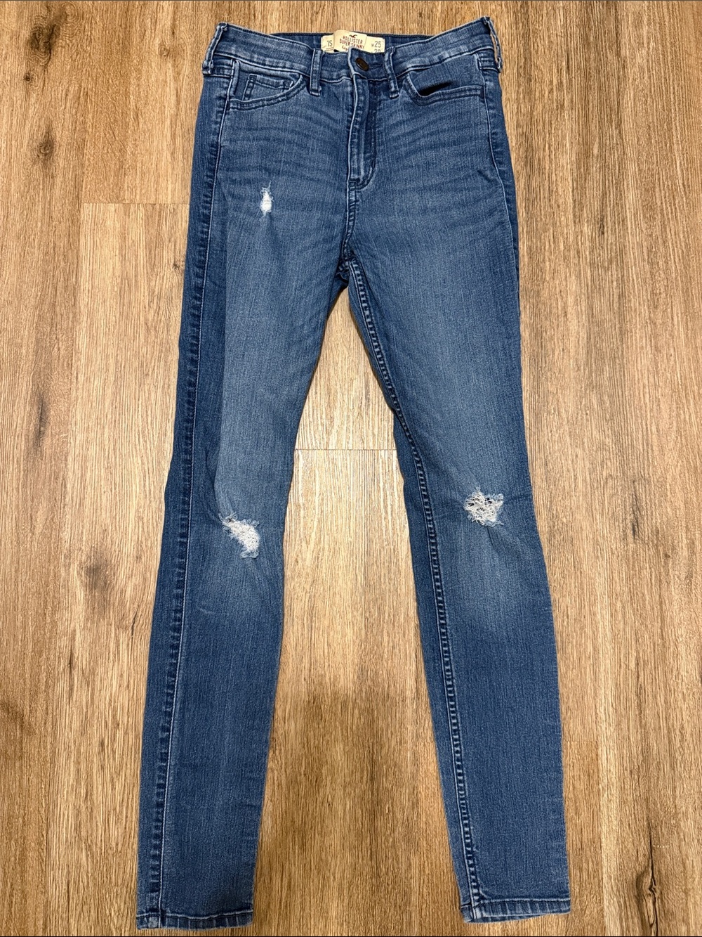 Hollister Medium Blue Ripped Skinny Jeans